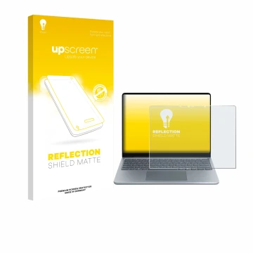 Parte frontale di una confezione del prodotto con il logo del marchio upscreen. Accanto è raffigurato il dispositivo Microsoft