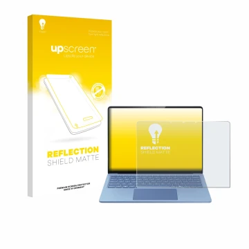 Parte frontale di una confezione del prodotto con il logo del marchio upscreen. Accanto è raffigurato il dispositivo Microsoft