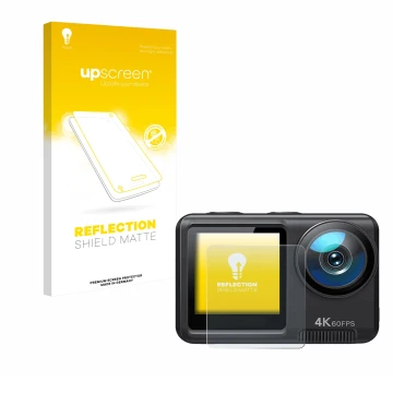 Parte frontale di una confezione del prodotto con il logo del marchio upscreen. Accanto è raffigurato il dispositivo Wolfang G