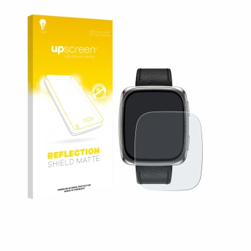 Parte frontale di una confezione del prodotto con il logo del marchio upscreen. Accanto è raffigurato il dispositivo Amazfit A