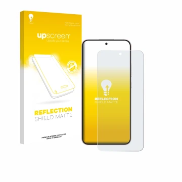 Parte frontale di una confezione del prodotto con il logo del marchio upscreen. Accanto è raffigurato il dispositivo Oppo Reno