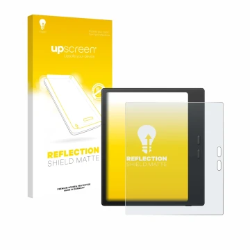 Parte frontale di una confezione del prodotto con il logo del marchio upscreen. Accanto è raffigurato il dispositivo Boox Go C