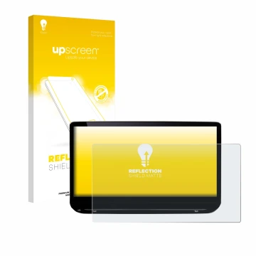 Parte frontale di una confezione del prodotto con il logo del marchio upscreen. Accanto è raffigurato il dispositivo Skoda Oct