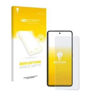 Parte frontale di una confezione del prodotto con il logo del marchio upscreen. Accanto è raffigurato il dispositivo realme P3
