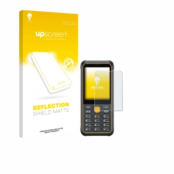 Parte frontale di una confezione del prodotto con il logo del marchio upscreen. Accanto è raffigurato il dispositivo Ulefone A