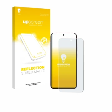 Parte frontale di una confezione del prodotto con il logo del marchio upscreen. Accanto è raffigurato il dispositivo Vivo X200