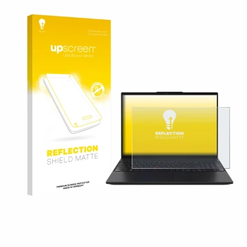 Parte frontale di una confezione del prodotto con il logo del marchio upscreen. Accanto è raffigurato il dispositivo Lenovo Th