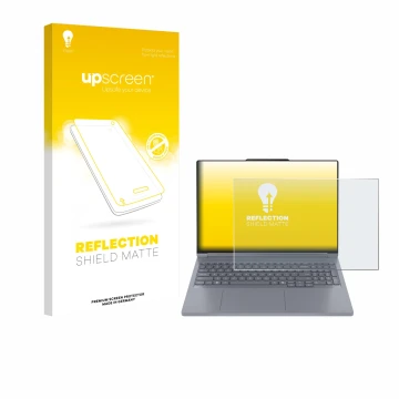 Parte frontale di una confezione del prodotto con il logo del marchio upscreen. Accanto è raffigurato il dispositivo Lenovo Th