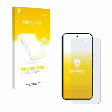 Parte frontale di una confezione del prodotto con il logo del marchio upscreen. Accanto è raffigurato il dispositivo Google Pi