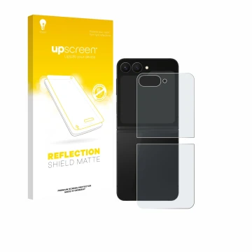 Parte frontale di una confezione del prodotto con il logo del marchio upscreen. Accanto è raffigurato il dispositivo Samsung G