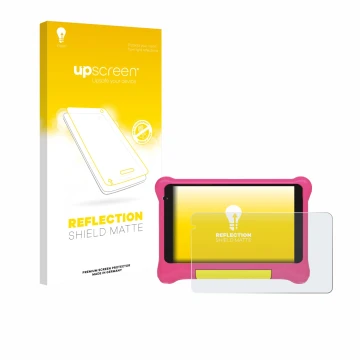 Parte frontale di una confezione del prodotto con il logo del marchio upscreen. Accanto è raffigurato il dispositivo Happybe K