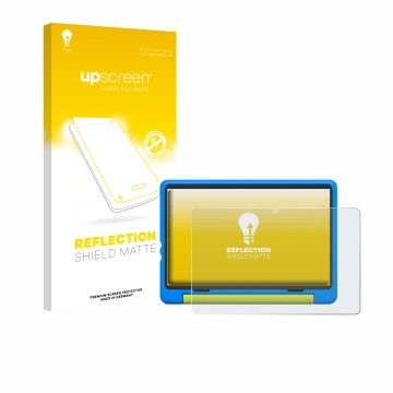Parte frontale di una confezione del prodotto con il logo del marchio upscreen. Accanto è raffigurato il dispositivo Happybe K