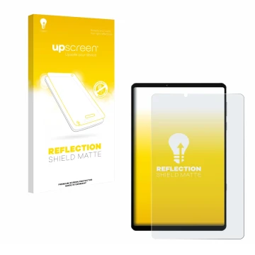 Parte frontale di una confezione del prodotto con il logo del marchio upscreen. Accanto è raffigurato il dispositivo Lenovo Le