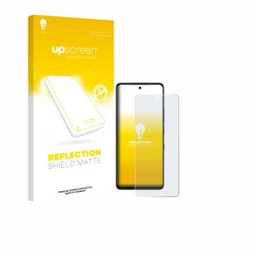 Parte frontale di una confezione del prodotto con il logo del marchio upscreen. Accanto è raffigurato il dispositivo TCL 50 Pr