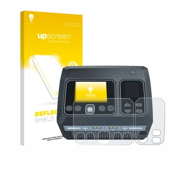 Parte frontale di una confezione del prodotto con il logo del marchio upscreen. Accanto è raffigurato il dispositivo SkyRc D75