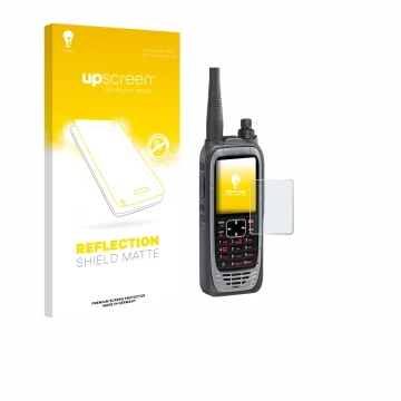 Parte frontale di una confezione del prodotto con il logo del marchio upscreen. Accanto è raffigurato il dispositivo Icom IC-A