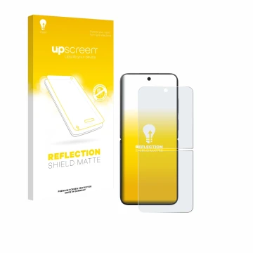 Parte frontale di una confezione del prodotto con il logo del marchio upscreen. Accanto è raffigurato il dispositivo Xiaomi MI