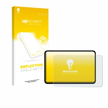 Parte frontale di una confezione del prodotto con il logo del marchio upscreen. Accanto è raffigurato il dispositivo Teclast T