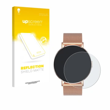 Parte frontale di una confezione del prodotto con il logo del marchio upscreen. Accanto è raffigurato il dispositivo Levowatch