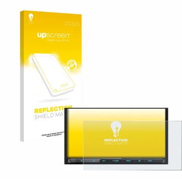 Parte frontale di una confezione del prodotto con il logo del marchio upscreen. Accanto è raffigurato il dispositivo Kenwood D