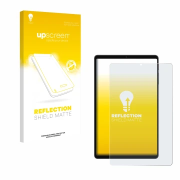 Parte frontale di una confezione del prodotto con il logo del marchio upscreen. Accanto è raffigurato il dispositivo Alldocube