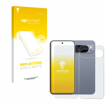 Parte frontale di una confezione del prodotto con il logo del marchio upscreen. Accanto è raffigurato il dispositivo Google Pi