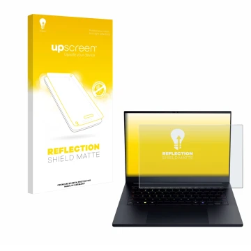 Parte frontale di una confezione del prodotto con il logo del marchio upscreen. Accanto è raffigurato il dispositivo Razer Bla