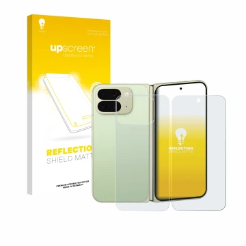 Parte frontale di una confezione del prodotto con il logo del marchio upscreen. Accanto è raffigurato il dispositivo Google Pi