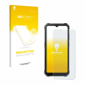 Parte frontale di una confezione del prodotto con il logo del marchio upscreen. Accanto è raffigurato il dispositivo Blackview