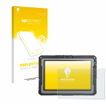 Parte frontale di una confezione del prodotto con il logo del marchio upscreen. Accanto è raffigurato il dispositivo Getac ZX1