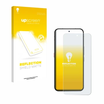 Parte frontale di una confezione del prodotto con il logo del marchio upscreen. Accanto è raffigurato il dispositivo Oukitel W
