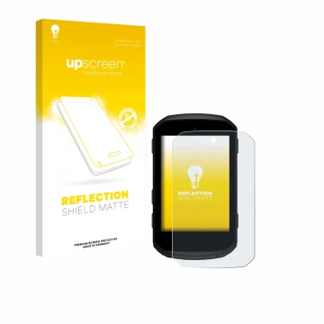 Parte frontale di una confezione del prodotto con il logo del marchio upscreen. Accanto è raffigurato il dispositivo Garmin Ed