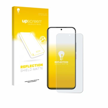 Parte frontale di una confezione del prodotto con il logo del marchio upscreen. Accanto è raffigurato il dispositivo Nubia Air