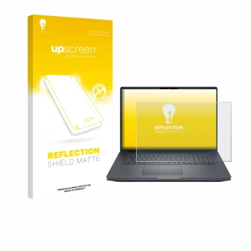 Parte frontale di una confezione del prodotto con il logo del marchio upscreen. Accanto è raffigurato il dispositivo Dell Pro 