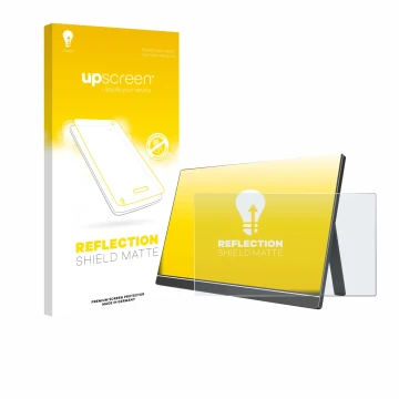 Parte frontale di una confezione del prodotto con il logo del marchio upscreen. Accanto è raffigurato il dispositivo Arzopa ‎6