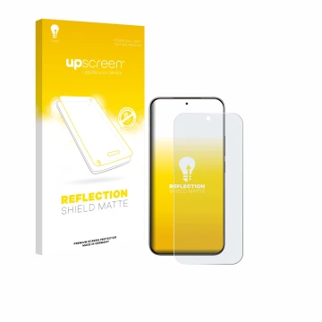 Parte frontale di una confezione del prodotto con il logo del marchio upscreen. Accanto è raffigurato il dispositivo Xiaomi 17