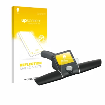 Parte frontale di una confezione del prodotto con il logo del marchio upscreen. Accanto è raffigurato il dispositivo Motocaddy