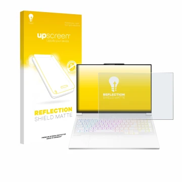 Parte frontale di una confezione del prodotto con il logo del marchio upscreen. Accanto è raffigurato il dispositivo Lenovo Le