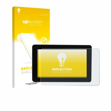 Parte frontale di una confezione del prodotto con il logo del marchio upscreen. Accanto è raffigurato il dispositivo Raspberry