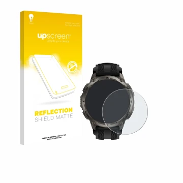Parte frontale di una confezione del prodotto con il logo del marchio upscreen. Accanto è raffigurato il dispositivo Kospet Ta