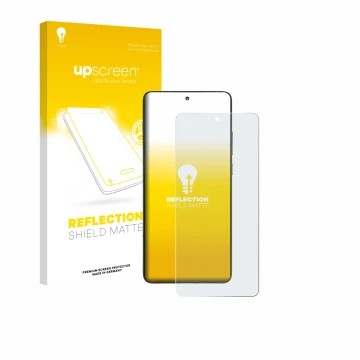 Parte frontale di una confezione del prodotto con il logo del marchio upscreen. Accanto è raffigurato il dispositivo Motorola 