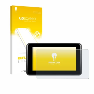 Parte frontale di una confezione del prodotto con il logo del marchio upscreen. Accanto è raffigurato il dispositivo Vechtel M