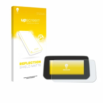 Parte frontale di una confezione del prodotto con il logo del marchio upscreen. Accanto è raffigurato il dispositivo Mazda CX-