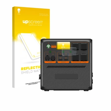 Parte frontale di una confezione del prodotto con il logo del marchio upscreen. Accanto è raffigurato il dispositivo Bluetti A