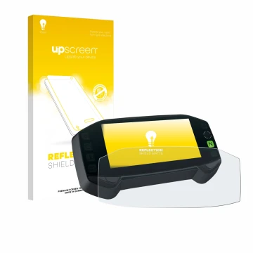 Parte frontale di una confezione del prodotto con il logo del marchio upscreen. Accanto è raffigurato il dispositivo Suzuki DR