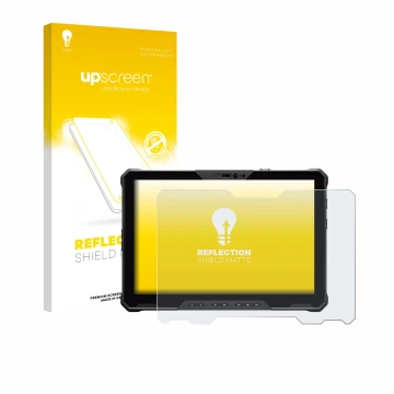 Parte frontale di una confezione del prodotto con il logo del marchio upscreen. Accanto è raffigurato il dispositivo Dell Pro 