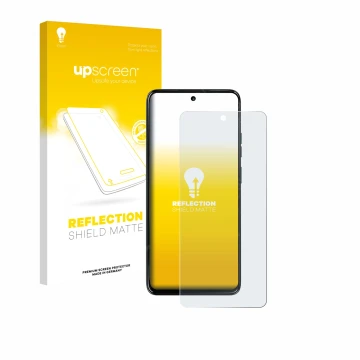 Parte frontale di una confezione del prodotto con il logo del marchio upscreen. Accanto è raffigurato il dispositivo Motorola 