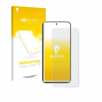 Parte frontale di una confezione del prodotto con il logo del marchio upscreen. Accanto è raffigurato il dispositivo Oppo Reno