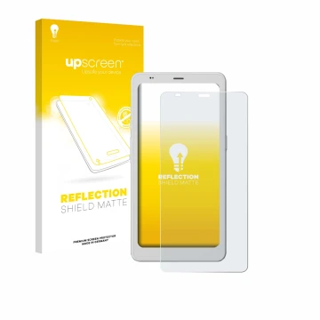 Parte frontale di una confezione del prodotto con il logo del marchio upscreen. Accanto è raffigurato il dispositivo Boox Palm