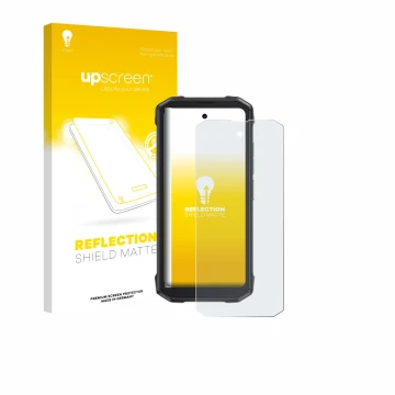 Parte frontale di una confezione del prodotto con il logo del marchio upscreen. Accanto è raffigurato il dispositivo Cubot Kin